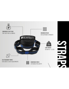 Correas de Hamaca Bear Butt Azul - 6.1m, 1000 lbs, 40 Bucles 2