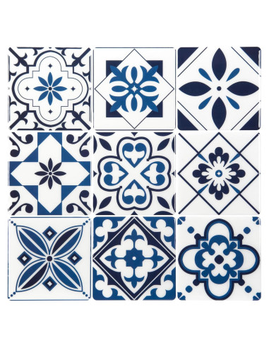 Azulejos Autoadhesivos LONGKING 10 Hojas Geométrico Azul
