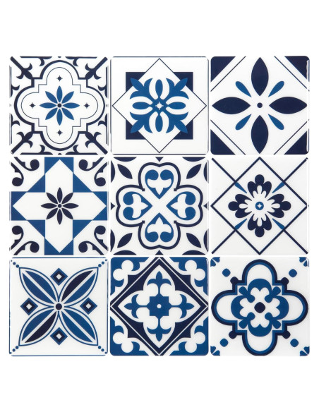 Azulejos Autoadhesivos LONGKING 10 Hojas Geométrico Azul Azulejos Autoadhesivos LONGKING 10 Hojas Geométrico Azul