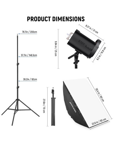 Kit de Luz de Flash Monolight NEEWER S101-300W 5600K 2 Unidades