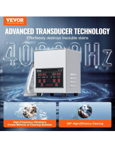 Limpiador Ultrasónico VEVOR 1.3L 60W con Temporizador y Calentador 2