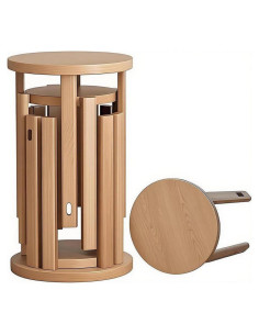 Conjunto de 4 Taburetes Apilables CHSSIH de Madera Natural