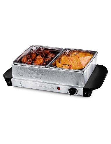 Servidor de Buffet Eléctrico OVENTE FW152S 2 Bandejas 1.5 Qt