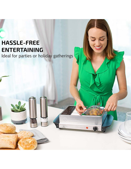 Servidor de Buffet Eléctrico OVENTE FW152S 2 Bandejas 1.5 Qt