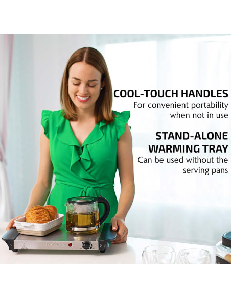 Servidor de Buffet Eléctrico OVENTE FW152S 2 Bandejas 1.5 Qt