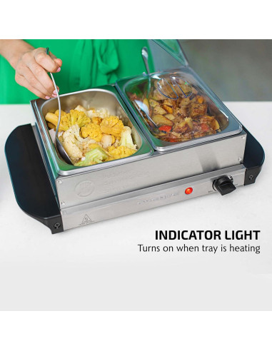 Servidor de Buffet Eléctrico OVENTE FW152S 2 Bandejas 1.5 Qt