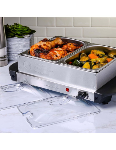 Servidor de Buffet Eléctrico OVENTE FW152S 2 Bandejas 1.5 Qt