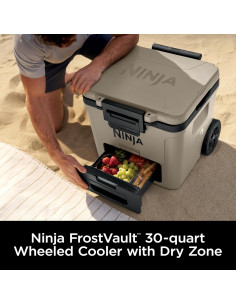 Cooler Ninja FrostVault 30QT Beige con Ruedas y Aislamiento 2