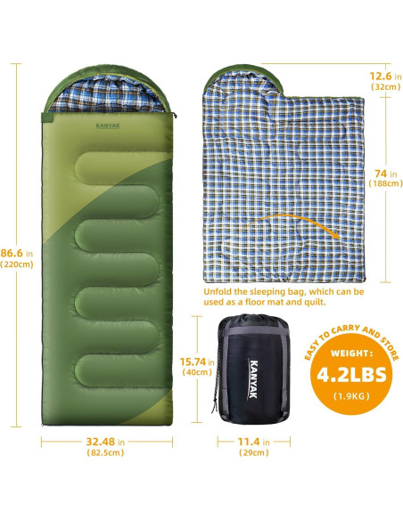 Saco de dormir Kanyak 0C para camping y senderismo unisex