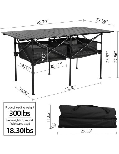 Mesa de Picnic Plegable Grande WUROMISE Sanny 139.7x70 cm
