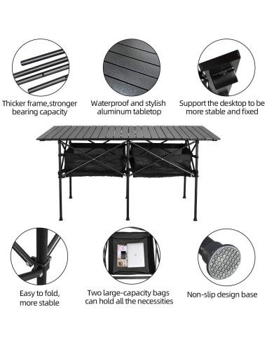 Mesa de Picnic Plegable Grande WUROMISE Sanny 139.7x70 cm