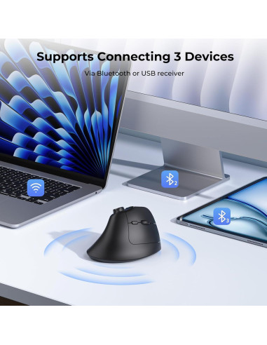 Ratón Ergonómico Inalámbrico Seenda MOU-302 Negro USB/Bluetooth