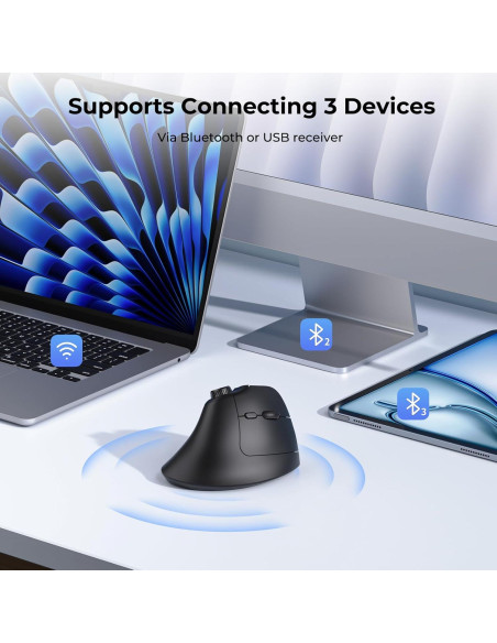 Ratón Ergonómico Inalámbrico Seenda MOU-302 Negro USB/Bluetooth