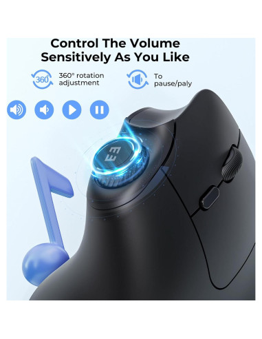 Ratón Ergonómico Inalámbrico Seenda MOU-302 Negro USB/Bluetooth