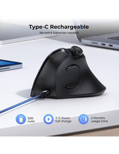 Ratón Ergonómico Inalámbrico Seenda MOU-302 Negro USB/Bluetooth