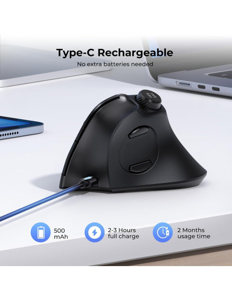 Ratón Ergonómico Inalámbrico Seenda MOU-302 Negro USB/Bluetooth