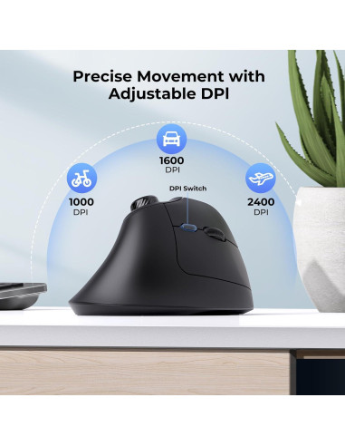 Ratón Ergonómico Inalámbrico Seenda MOU-302 Negro USB/Bluetooth