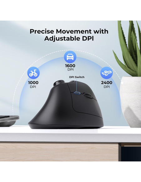 Ratón Ergonómico Inalámbrico Seenda MOU-302 Negro USB/Bluetooth