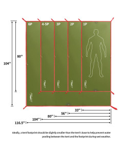 Huella de Tienda Impermeable Frelaxy 33x80 cm Verde Militar 2