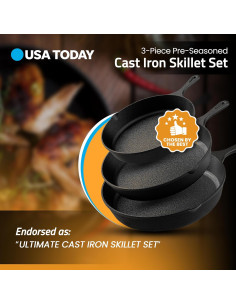 Juego de Sartenes de Hierro Fundido Utopia Kitchen 3 Pzas 20-25 cm 2