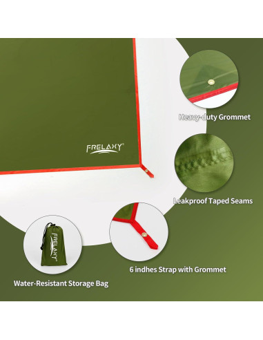 Huella de Tienda Impermeable Frelaxy 33x80 cm Verde Militar