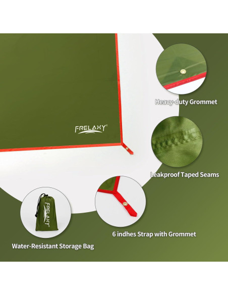 Huella de Tienda Impermeable Frelaxy 33x80 cm Verde Militar