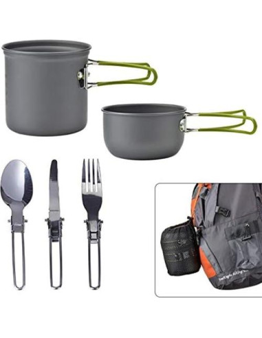 Juego de ollas y sartenes para camping JIAOLUOLI 1-2 personas