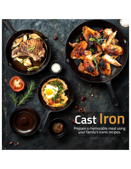 Juego de Sartenes de Hierro Fundido Utopia Kitchen 3 Pzas 20-25 cm