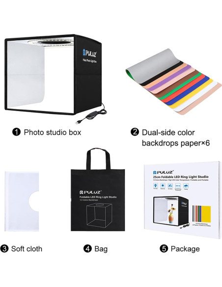 Caja de Luz de Estudio Fotográfico JXGZCAN 25.4cm LED 96 luces