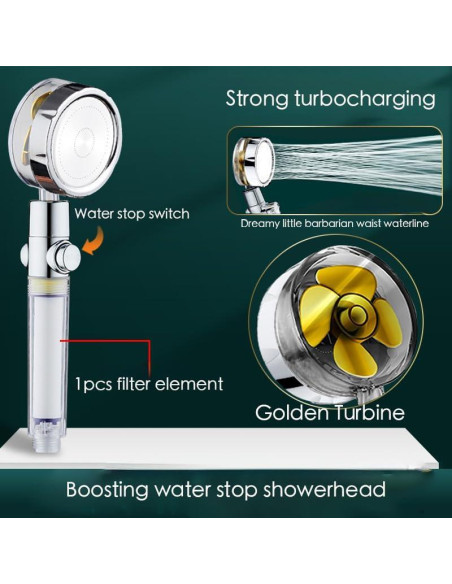 Ducha de Mano Alta Presión xfbbchh Cromo 360 con Filtro