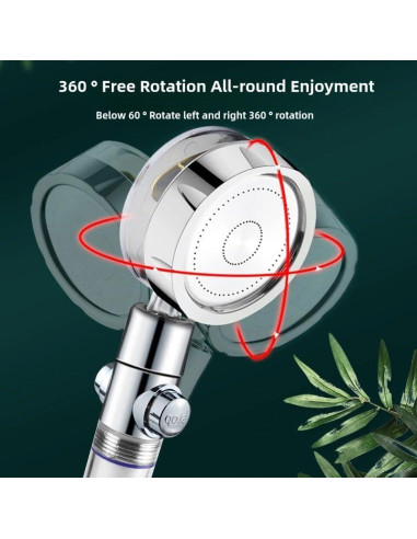 Ducha de Mano Alta Presión xfbbchh Cromo 360 con Filtro