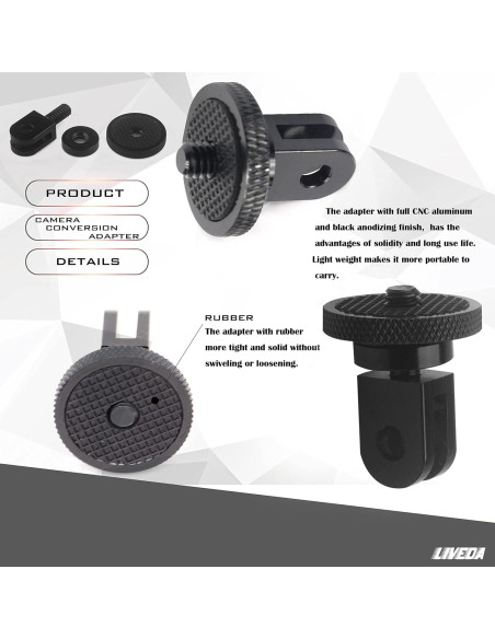 Adaptador de Montaje de Cámara Liveda 1/4-20 Aluminio 2pcs