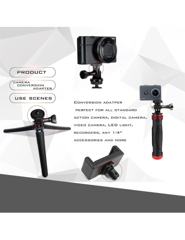 Adaptador de Montaje de Cámara Liveda 1/4-20 Aluminio 2pcs