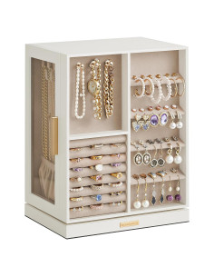 Caja de Joyería Rotativa 360 SONGMICS, 5 Cajones, Blanco Nube