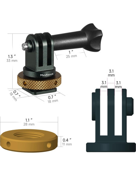 Adaptador de zapata fría MINIFOCUS S5211 para GoPro y cámaras