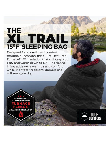 Saco de dormir Tough Outdoors XL 4 estaciones 15-50F