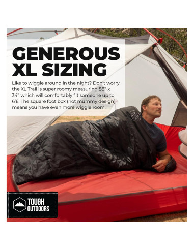 Saco de dormir Tough Outdoors XL 4 estaciones 15-50F