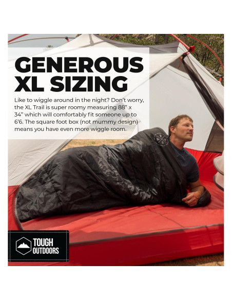 Saco de dormir Tough Outdoors XL 4 estaciones 15-50F