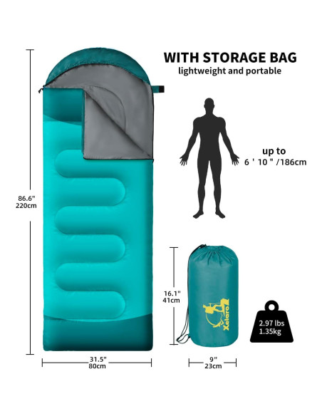 Saco de dormir Xelaro 3 estaciones 220x80 cm impermeable