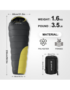 Saco de Dormir TXZ Outdoor Negro 1.6kg para Clima Frío 2