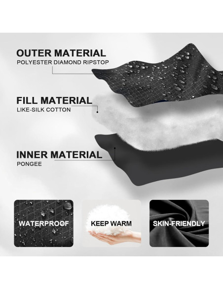 Saco de Dormir TXZ Outdoor Negro 1.6kg para Clima Frío