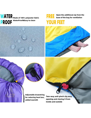 Saco de dormir Xelaro 3 estaciones 220x80 cm impermeable