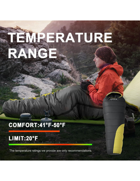 Saco de Dormir TXZ Outdoor Negro 1.6kg para Clima Frío