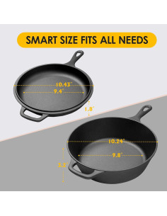 Olla de Hierro Fundido 2 en 1 EDGING CASTING 3QT Precocinado 2