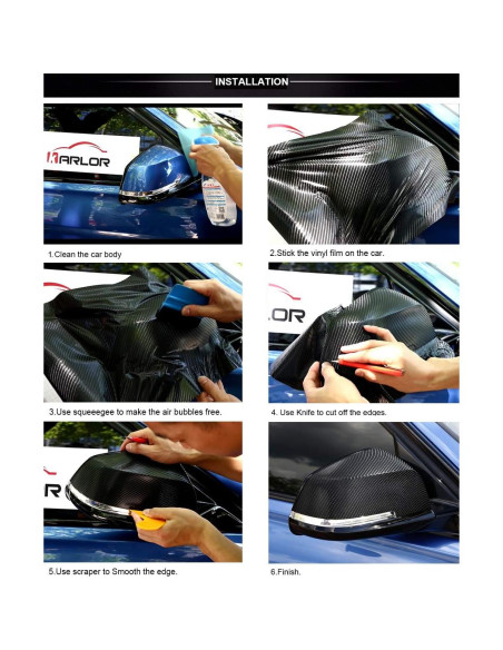 Vinilo de Fibra de Carbono LZLRUN 5D 0.30m x 1.52m para Autos