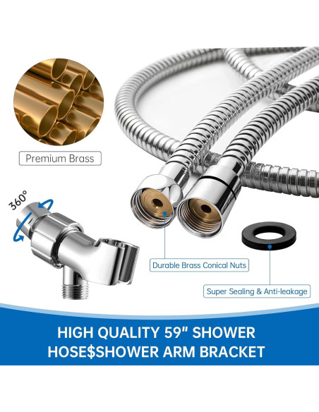 Cabezal de Ducha Filtrado Besititli Alta Presión 150 cm Azul