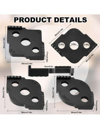 Plantillas de Router de Esquina Xuhal 4 Pcs ABS 8x8 cm