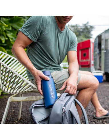 Botella de Filtración de Agua LifeStraw Go 710ml Acero Inoxidable Azul