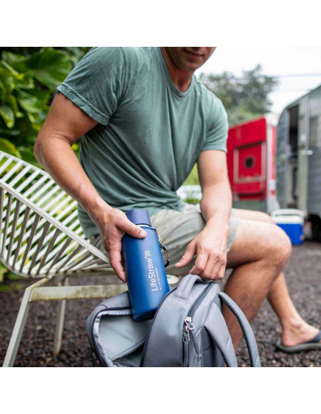 Botella de Filtración de Agua LifeStraw Go 710ml Acero Inoxidable Azul