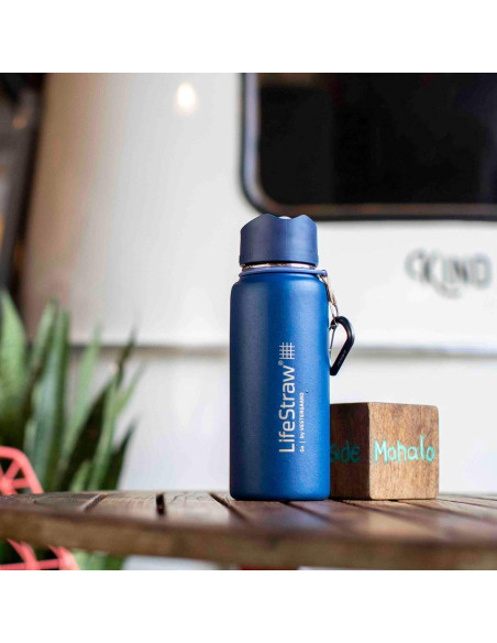 Botella de Filtración de Agua LifeStraw Go 710ml Acero Inoxidable Azul